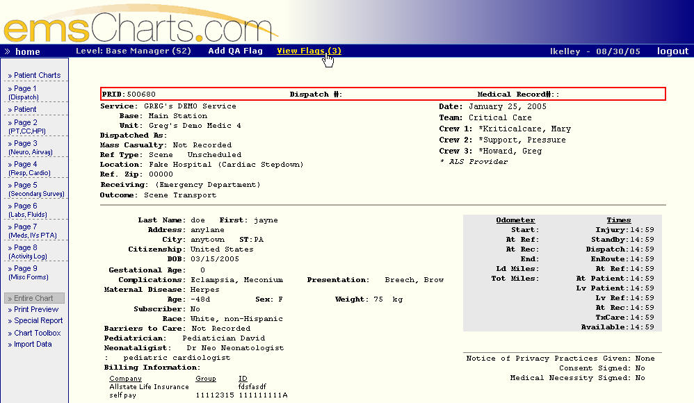 Ems Charting Software